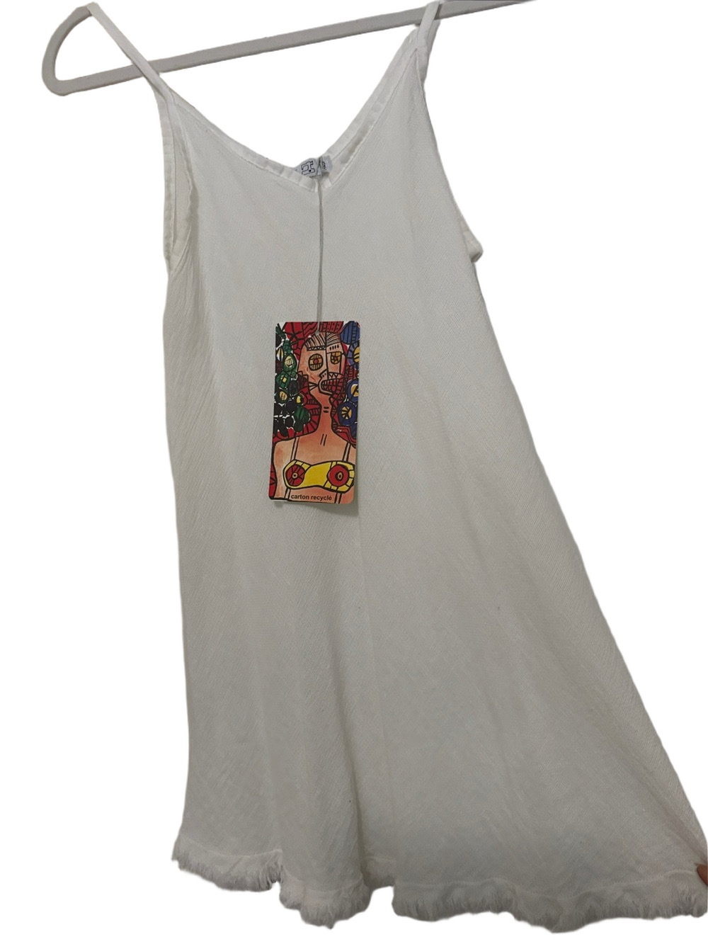 Colette 100% Linen Olive Long Frayed Hem Tunic Mini